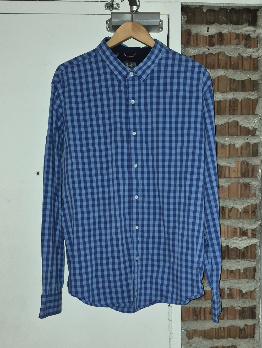 Under Armour Blue Checkered Plaid Heatgear Button Shirt Sixe 3XL XXXL